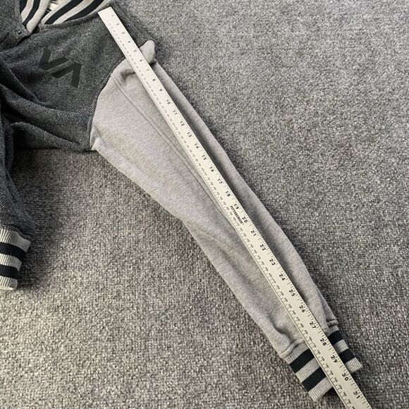 RVCA Varsity Jacket Mens Small Snap Button Gray Black Regular Fit Skater Surfer - Picture 14 of 16